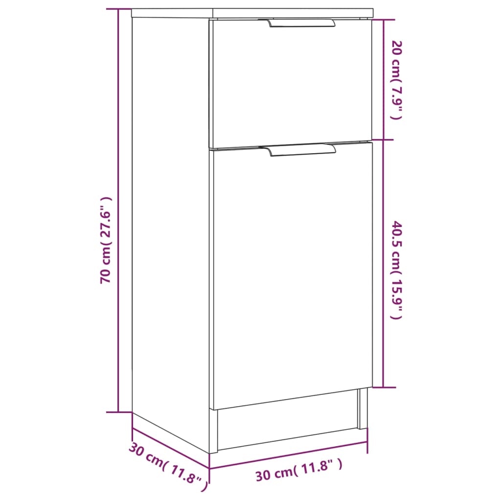 Sideboards 2 Stk. Grau Sonoma 30x30x70 cm Holzwerkstoff